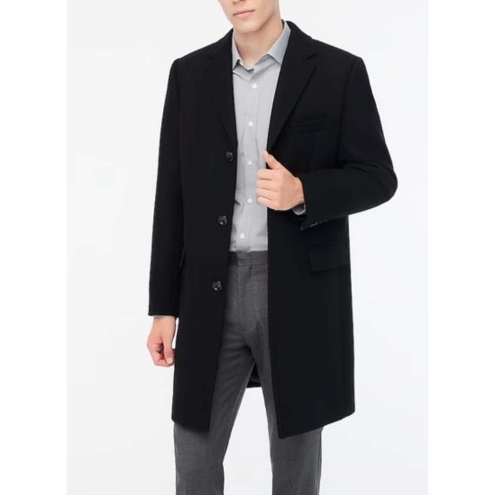 NWT J. Crew black wool blend Thompson topcoat